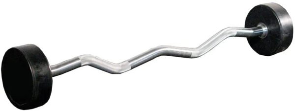 Marshal Fitness Rubber Fixed Barbell EZ Curl Bar | Straight Steel Bar