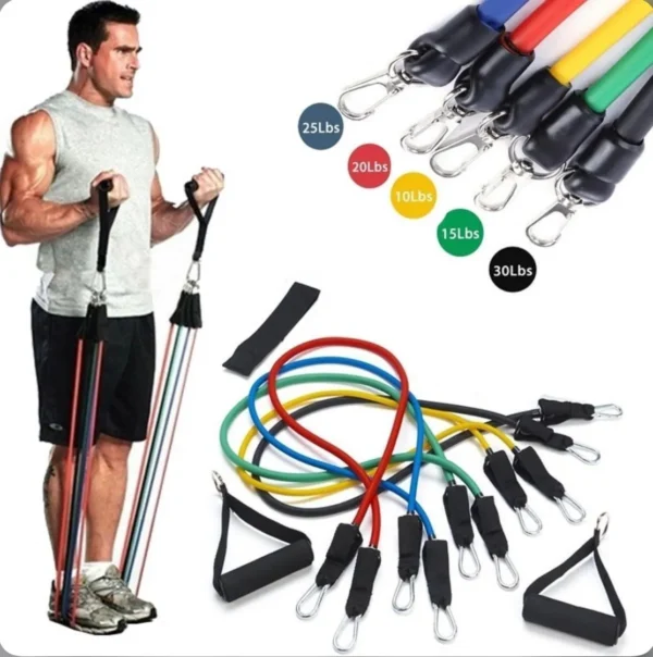 11-Piece Latex Resistance Band Set for Yoga and Pilates WAFI FITNESS - Image 2