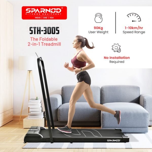 SPARNOD 2.5 HP DC Motor Foldable 2-in-1 Treadmill